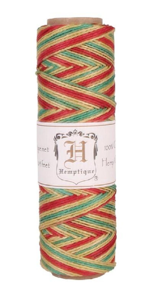 Hemptique 0.5mm #10 Variegated Hemp Cord Spools Eco Friendly Sustainable Naturally Grown Jewelry Bracelet Making Paper Crafting Scrapbooking Bookbinding Mixed Media Crocheting Macrame Seasonal Holiday Gift Wrapping Outdoor Gardening